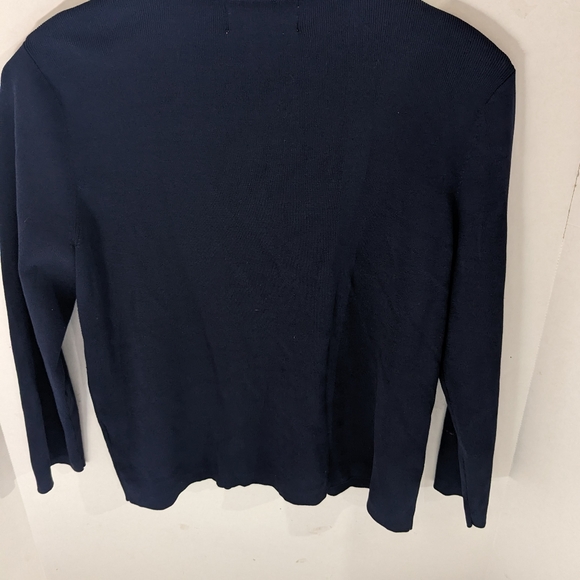 Alfred Dunner pull over knit cardigan sweater Navy women's petite - Picture 2 of 4